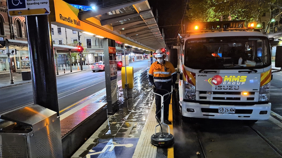 Adelaide Tram Stop Foaming